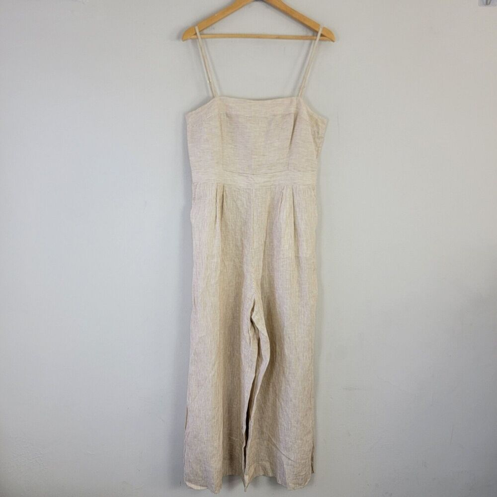 J. Crew Factory Cream Linen-Blend Spaghetti Strap Jumpsuit